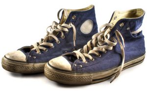 Picture of Stevie's really dirty, blue high-top sneakers.